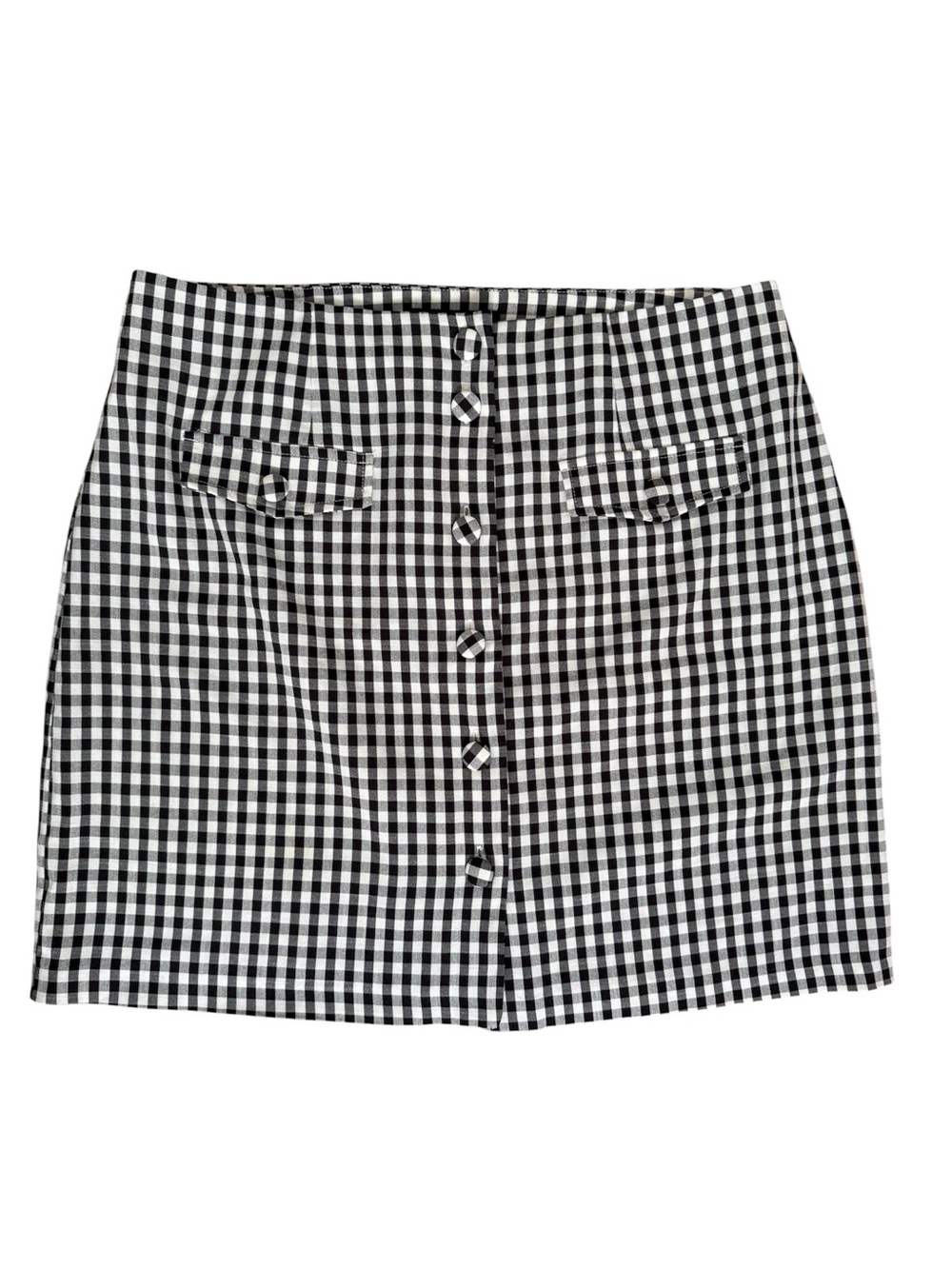 Laundry By Shelli Segal - Black & White Button-Front Mini Skirt - Size L